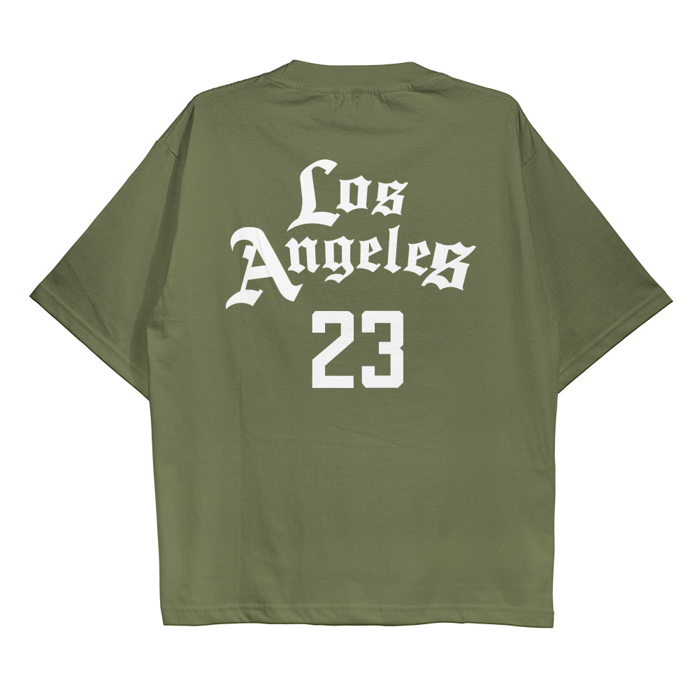 T449 Oversize Los Angeles 23 Baskılı T-Shirt