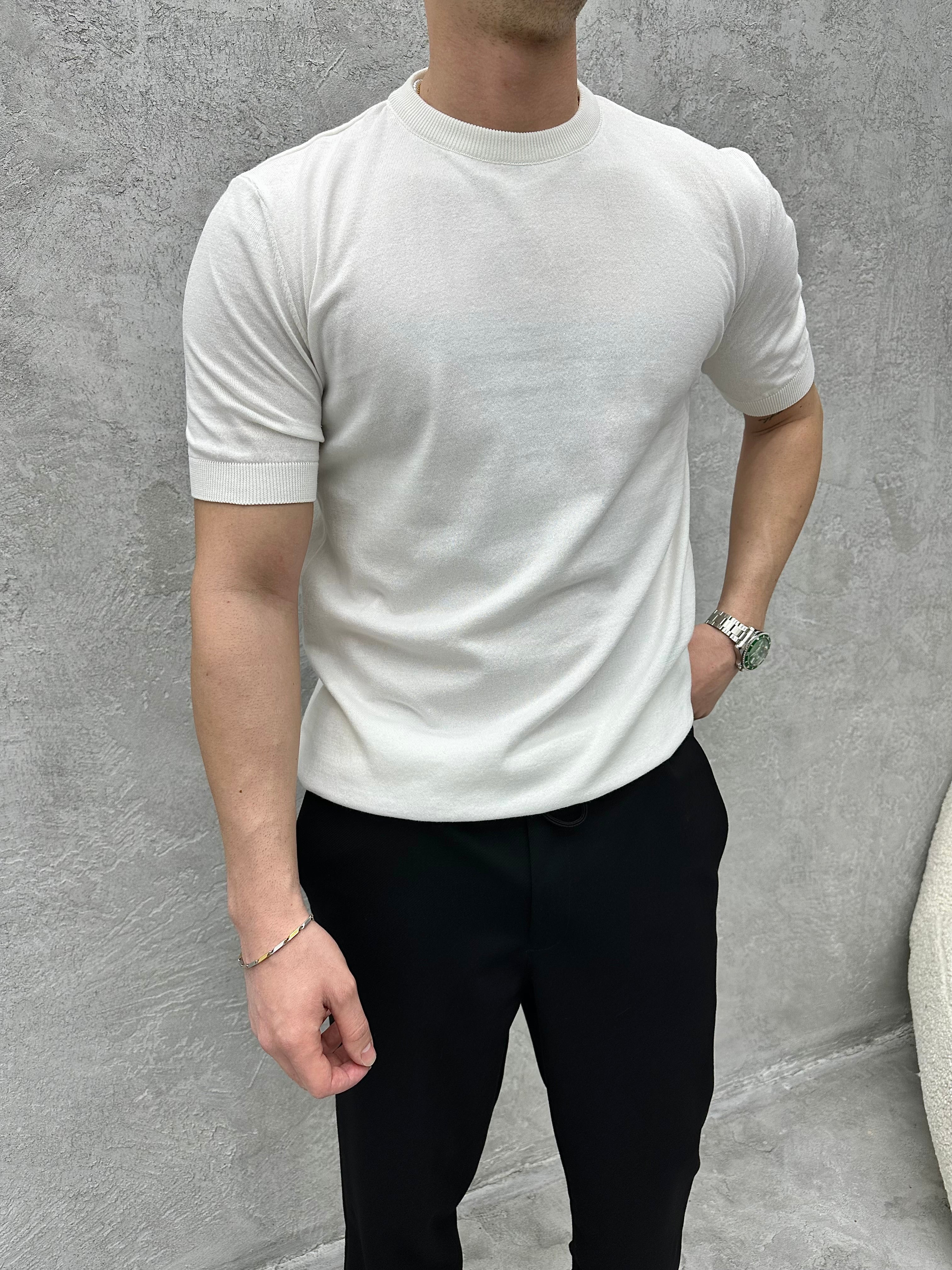 A914 Beyaz Triko T-shirt