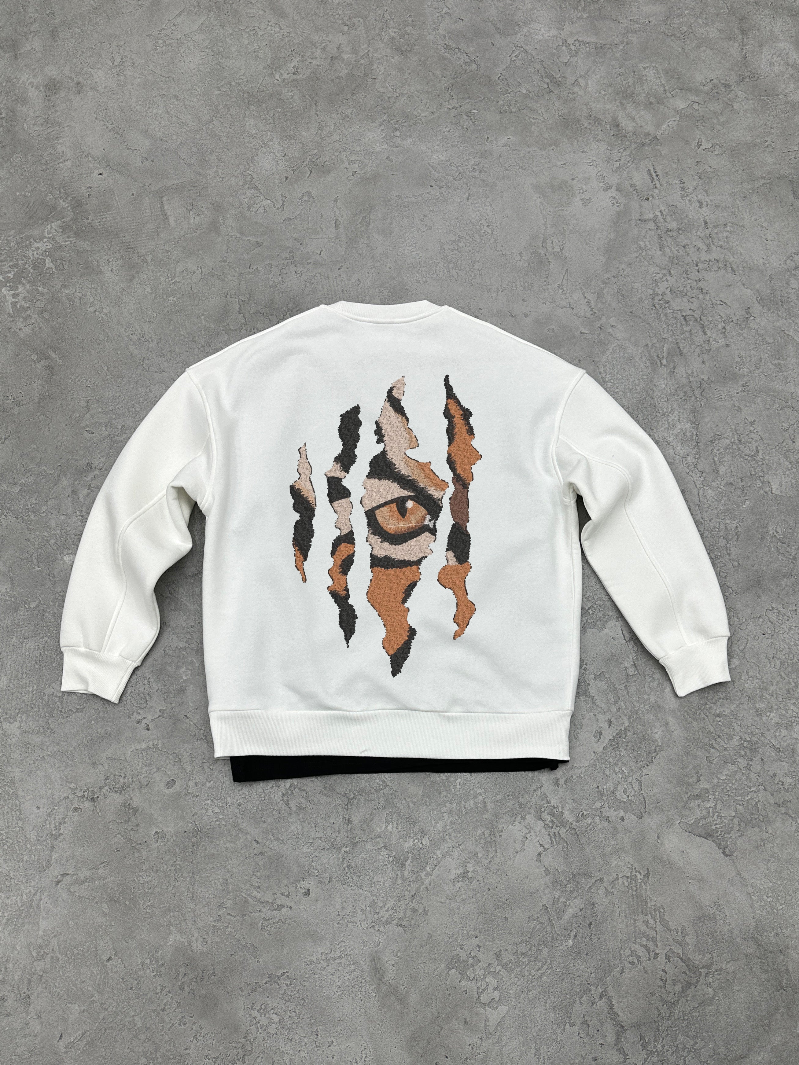 S127 3 İPLİK BİSİKLET YAKA ''TIGER'' BASKILI SWEAT