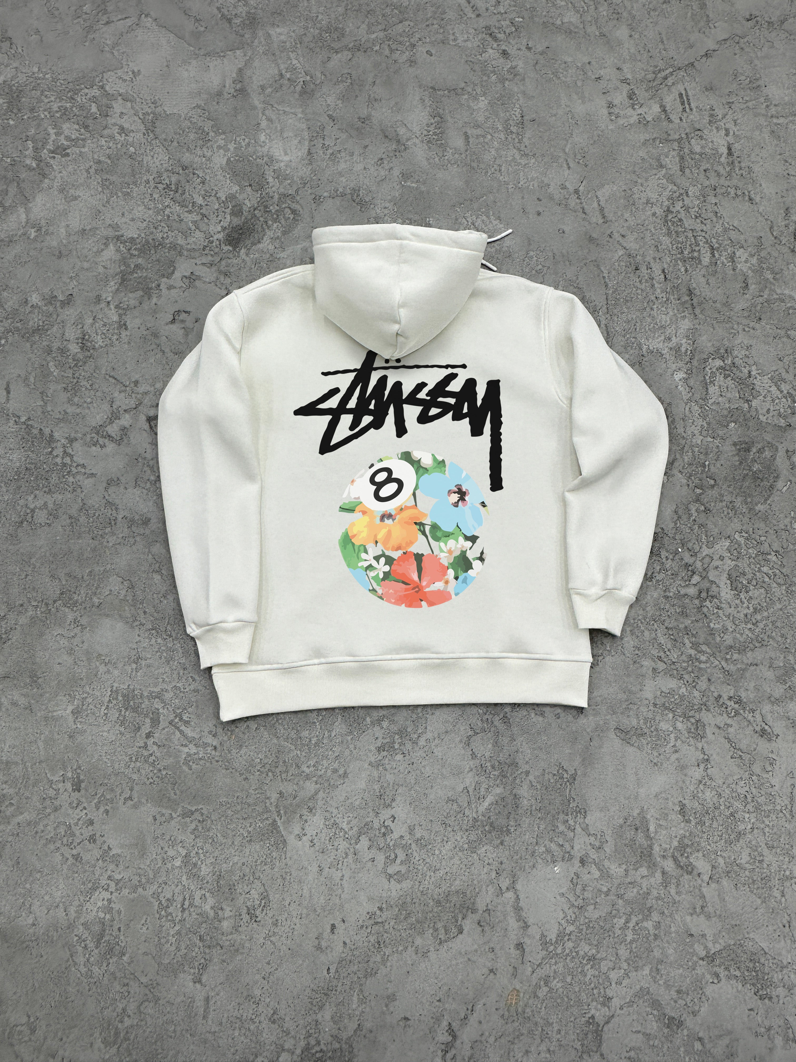 S112 3 İPLİK ŞARDONLU STUSSY FLOWER BASKILI SWEATSHIRT