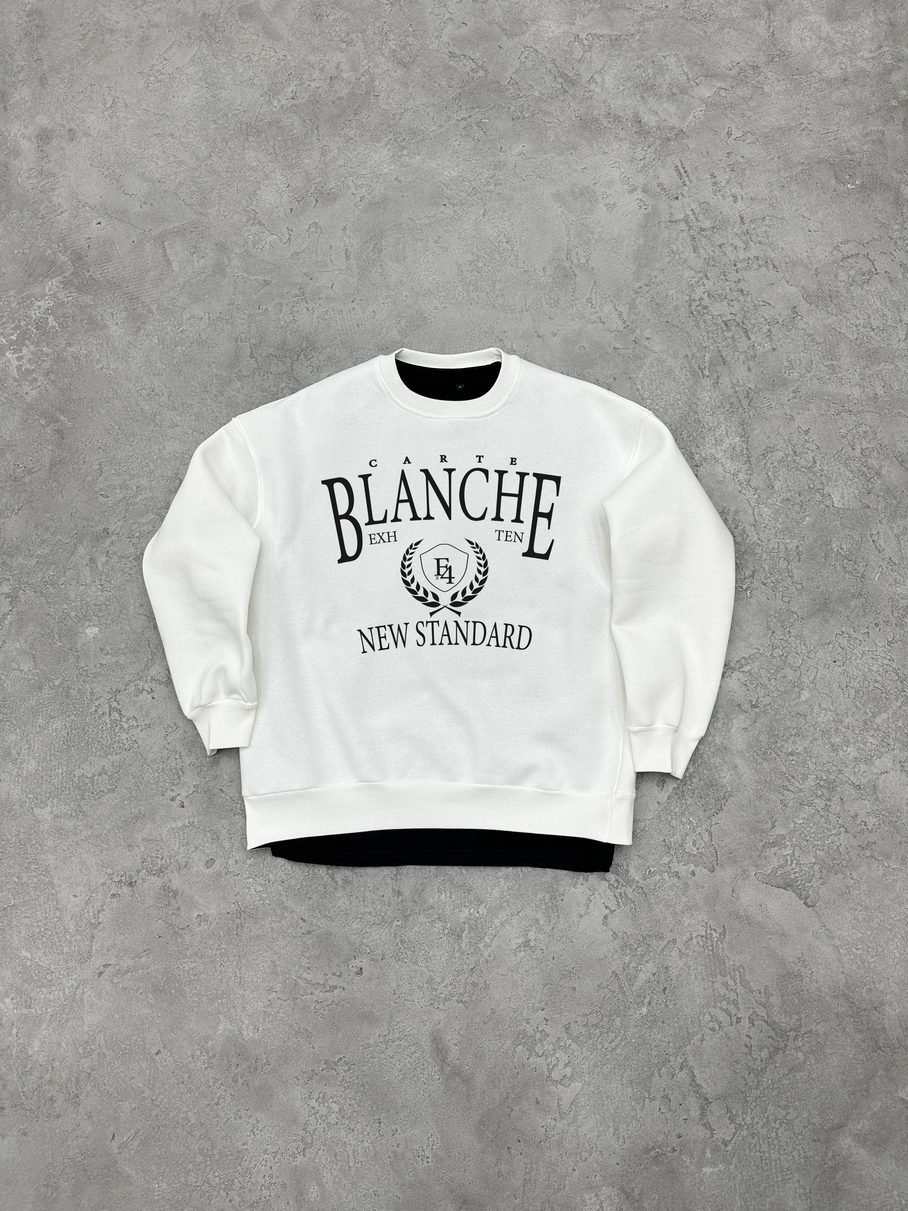 S141 3 İPLİK BİSİKLET YAKA ''BLANCHE'' BASKILI SWEAT