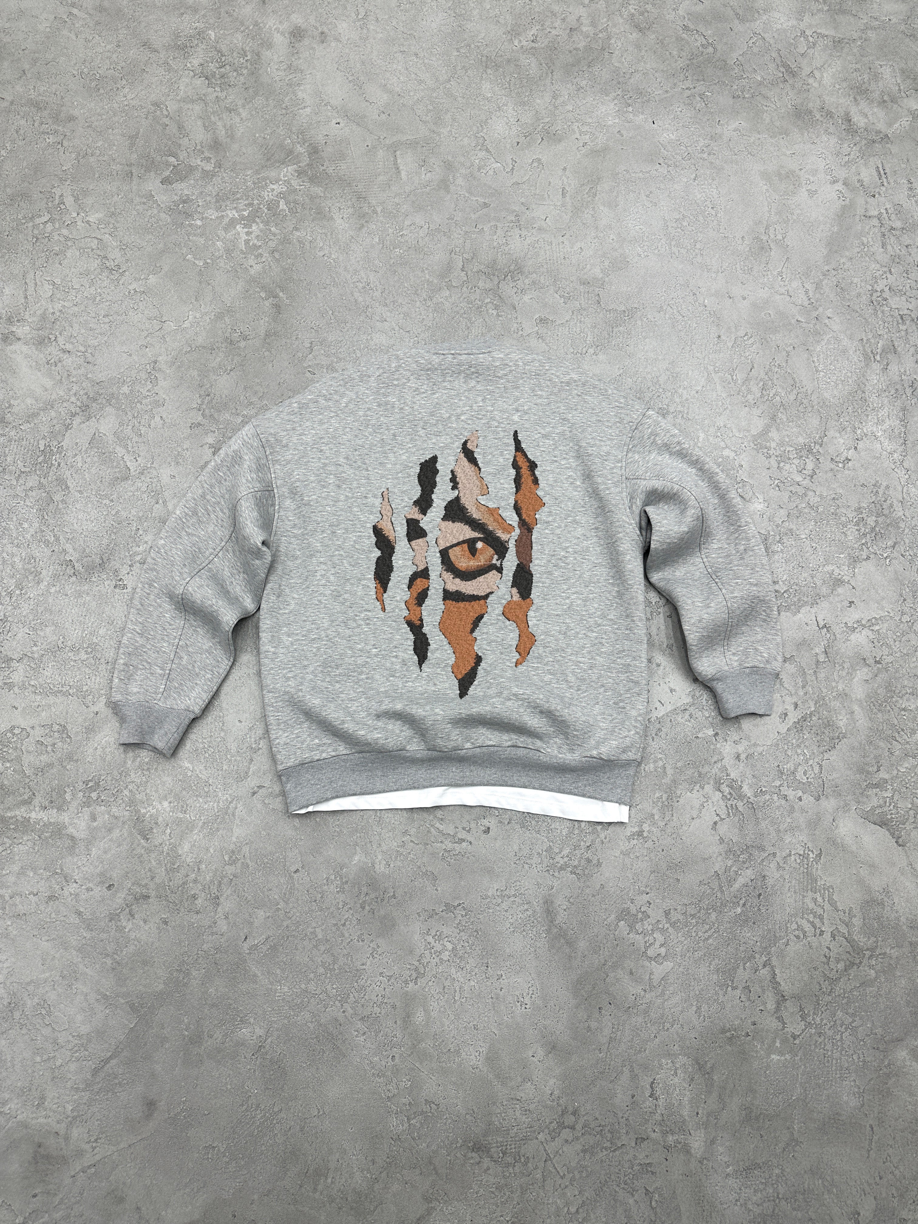 S127 3 İPLİK BİSİKLET YAKA ''TIGER'' BASKILI SWEAT