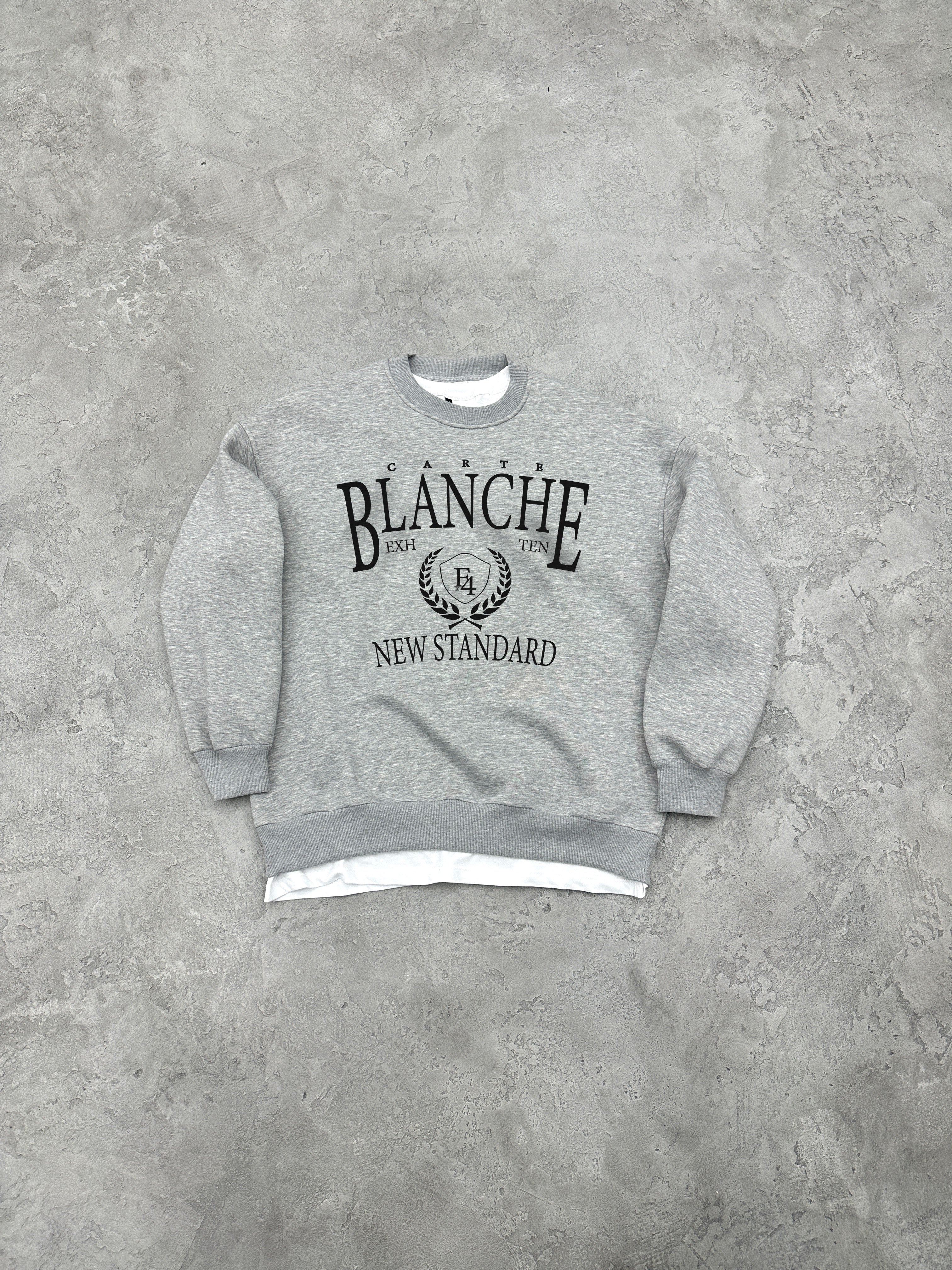 S141 3 İPLİK BİSİKLET YAKA ''BLANCHE'' BASKILI SWEAT