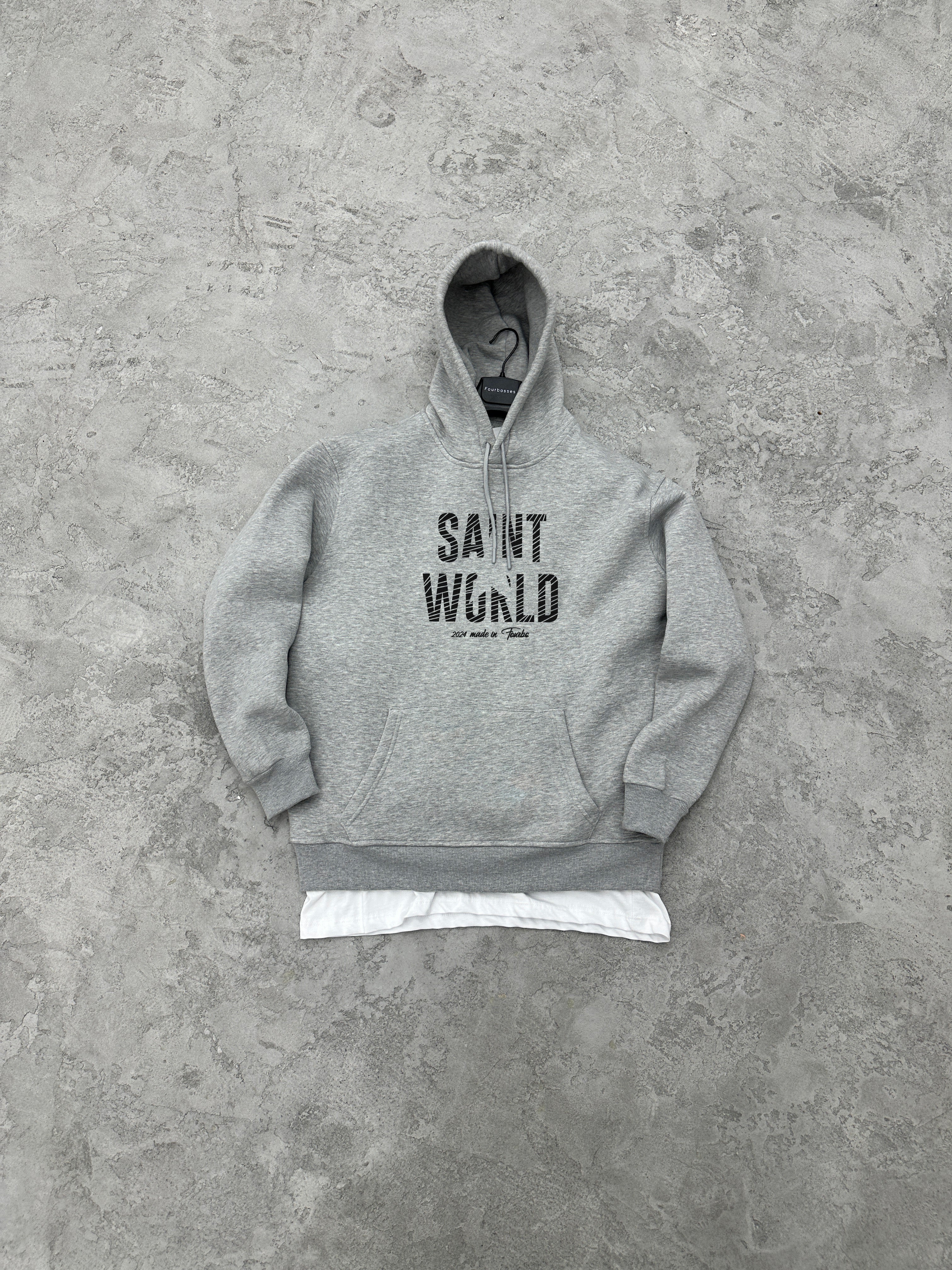 S139 3 İPLİK KAPŞONLU ''SAINT WORLD'' BASKILI SWEAT