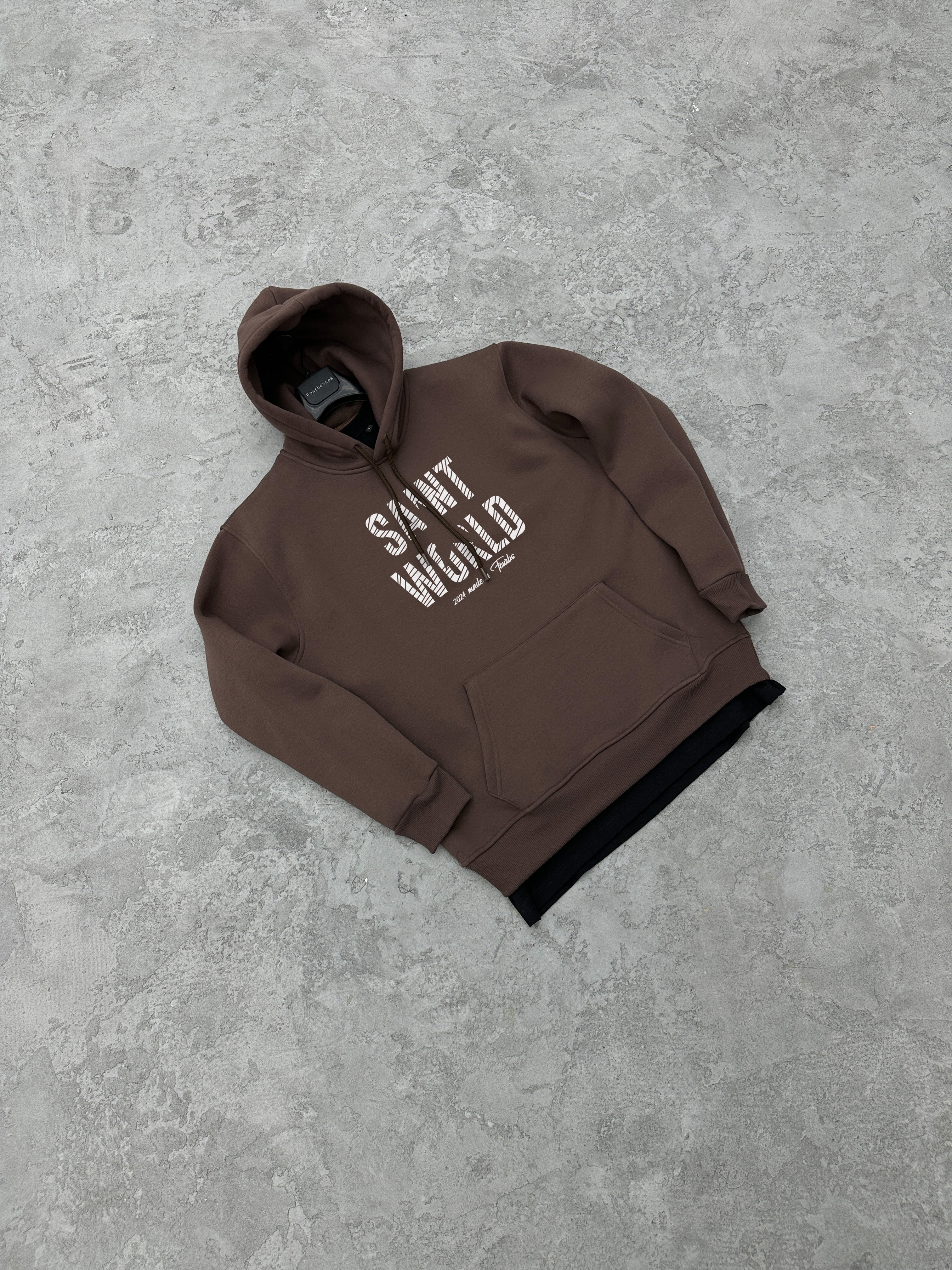 S139 3 İPLİK KAPŞONLU ''SAINT WORLD'' BASKILI SWEAT