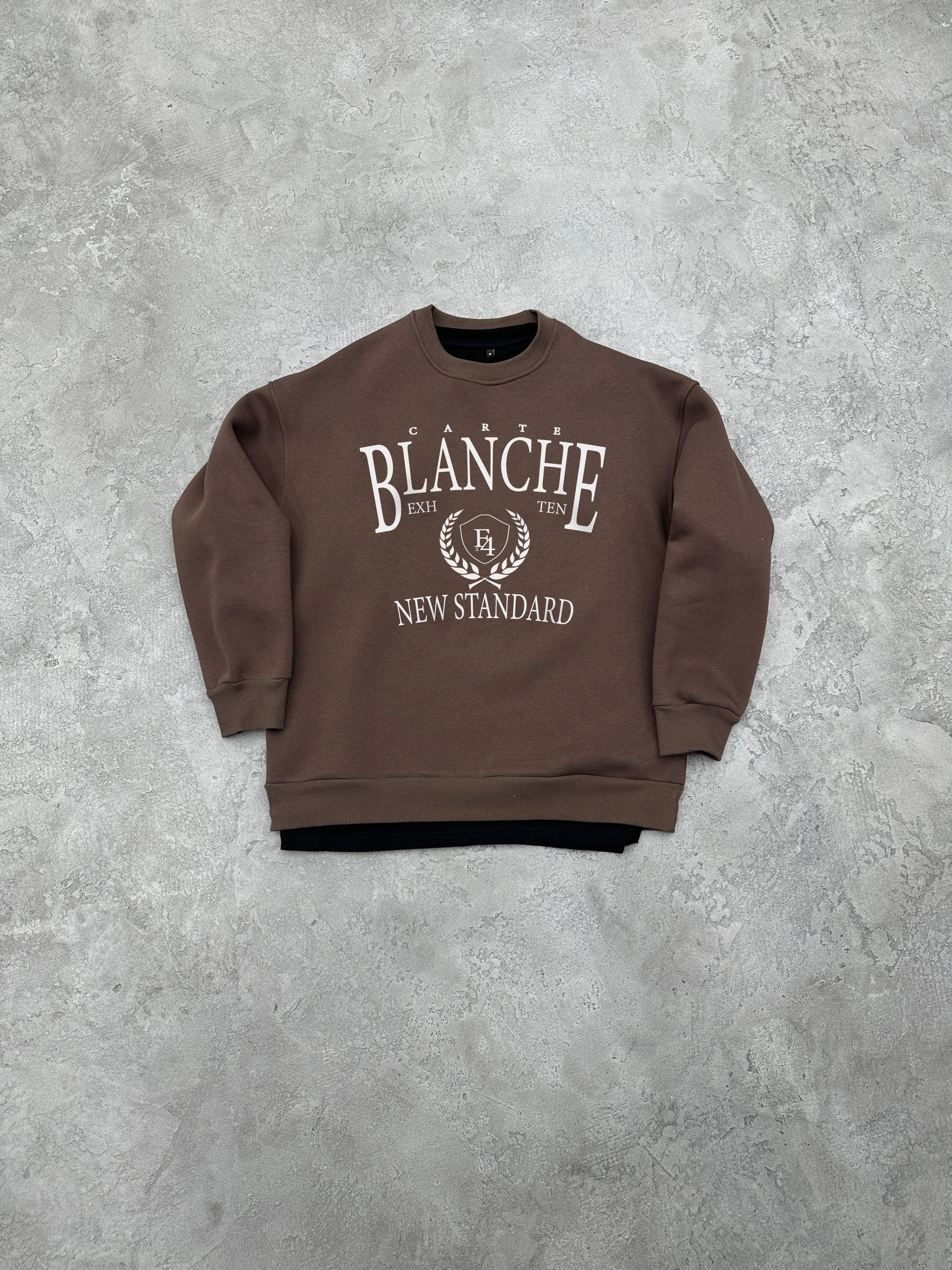 S141 3 İPLİK BİSİKLET YAKA ''BLANCHE'' BASKILI SWEAT